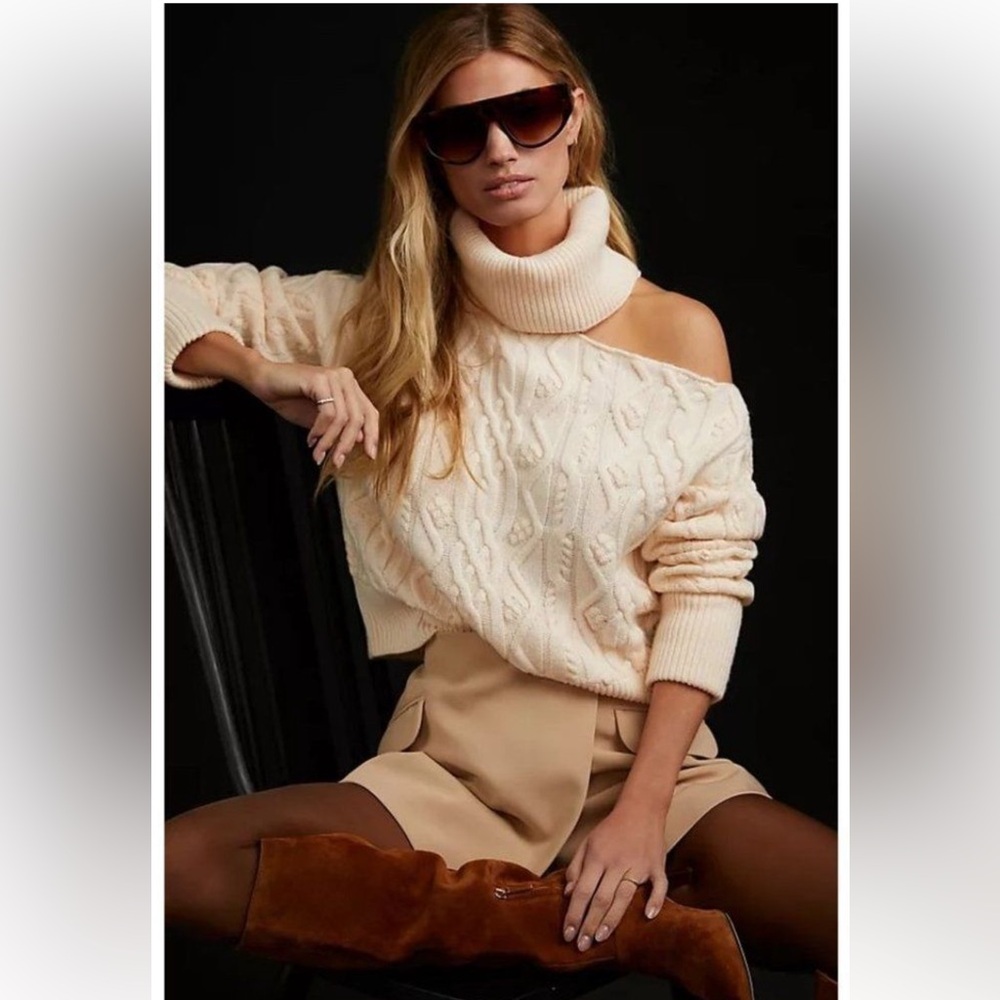 PAIGE Cropped Cable Knit Raundi Sweater